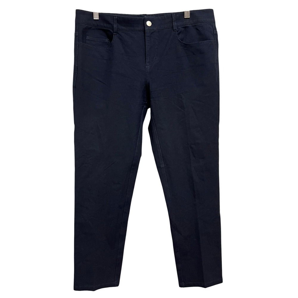 Joseph Jeannot Pants Womens 42 Navy Blueโ Gabardine Slim Straight Quiet Luxury